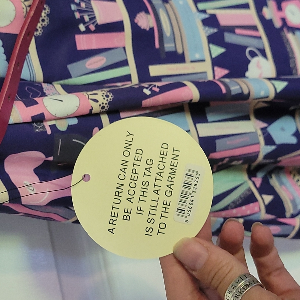 Lindy Bop Lily Baking Bookshelf Dress Navy/Purple - Picture 7 of 11